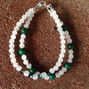 Snow Quartz & Gemstone double strand bracelet
